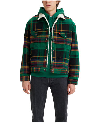 Levi's Men's Vintage-Like Sherpa Trucker Plaid Jacket & Reviews - Coats & Jackets - Men - Macy's