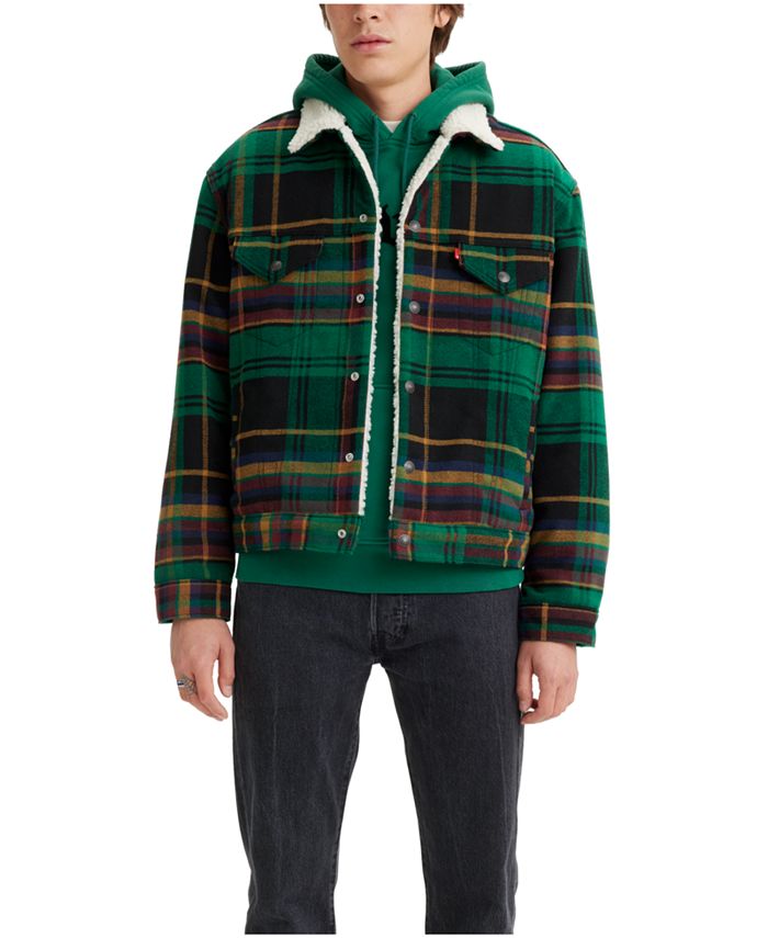 Levi's Men's Vintage-Like Sherpa Trucker Plaid Jacket & Reviews - Coats &  Jackets - Men - Macy's