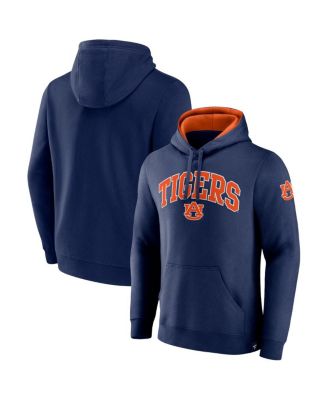 Men's Navy Auburn Tigers Arch & Logo Tackle Twill Pullover Hoodie