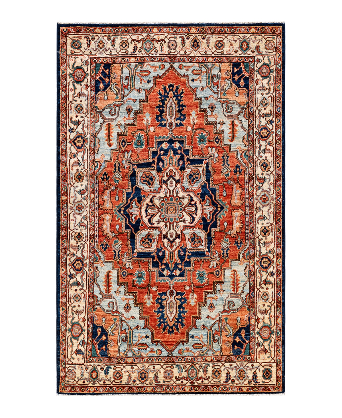 Adorn Hand Woven Rugs Serapi M1973 3'9" X 6'2" Area Rug In Blue