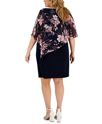 Connected Plus Size Asymmetrical Capelet Sheath Dress - Macy's