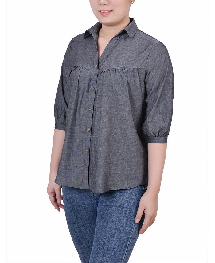 NY Collection Petite Elbow Sleeve Blouse Macy's