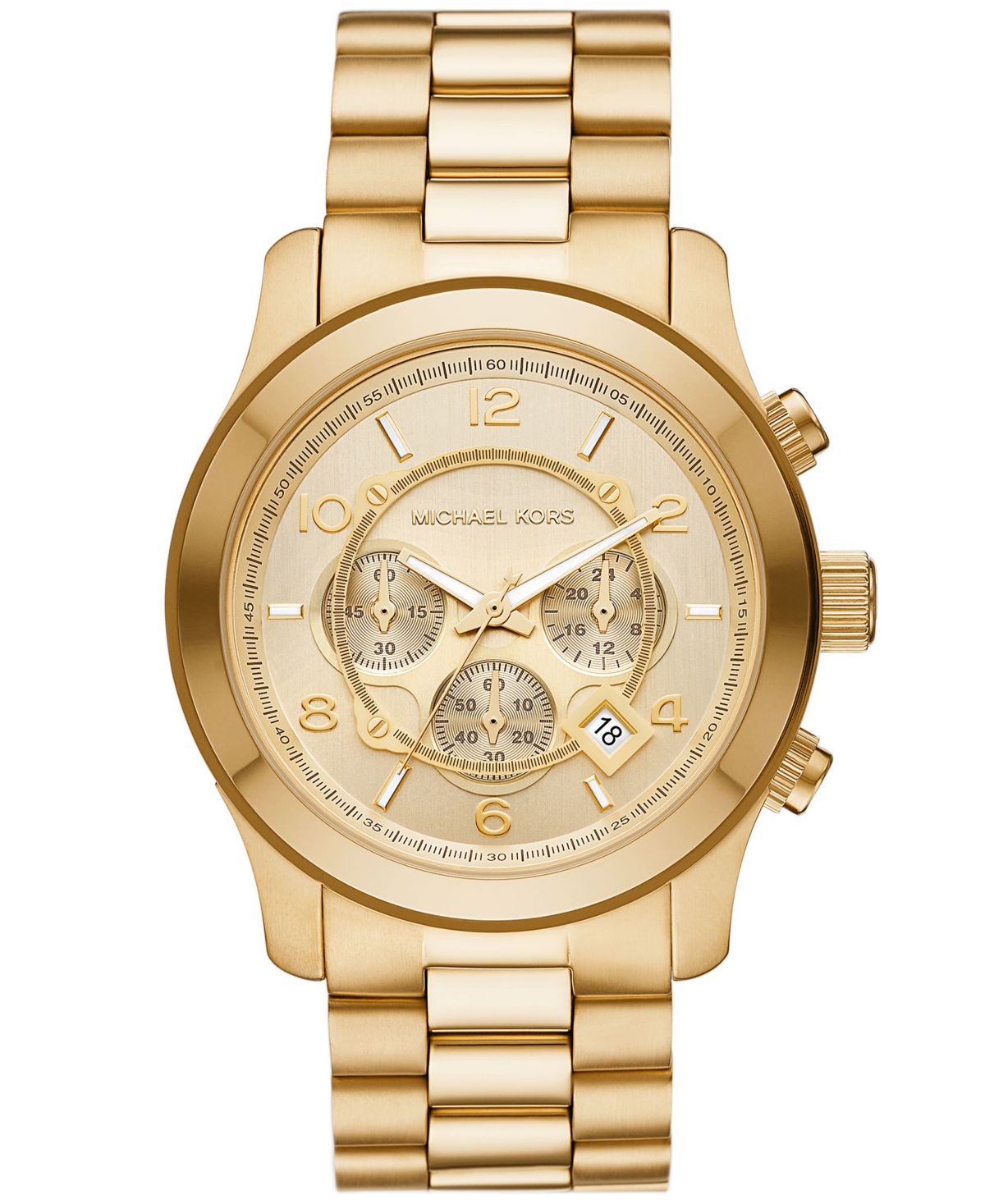 Michael Kors Unisex Runway Chronograph Gold-tone Stainless Steel Bracelet Watch, 45mm