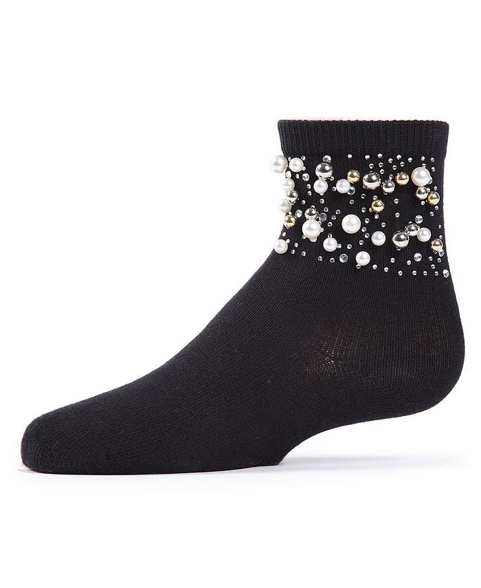 MeMoi Girl's Starry Night Jeweled Combed Cotton Crew Socks - Macy's