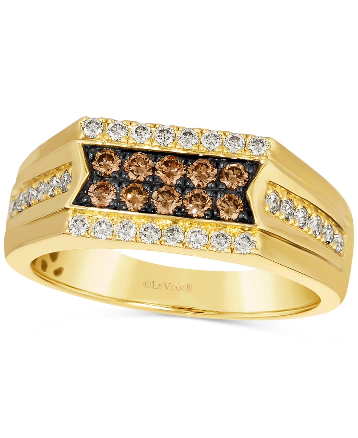 Men's Chocolate Diamond (1/3 ct. t.w.) & Nude Diamond (3/8 ct. t.w.) Cluster Ring in 14k Gold - Yellow Gold