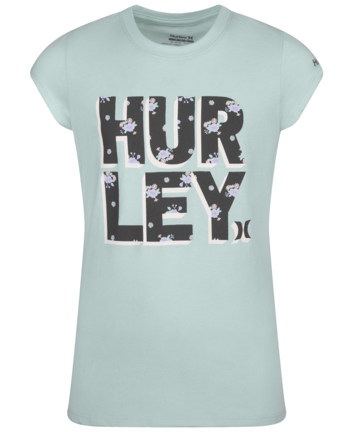 Hurley Big Girls Stack-a-rific Short Sleeves T-shirt In Blue Mist