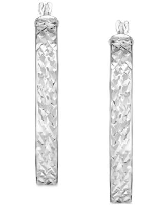 Textured Small Hoop Earrings in 14k Gold, 1"