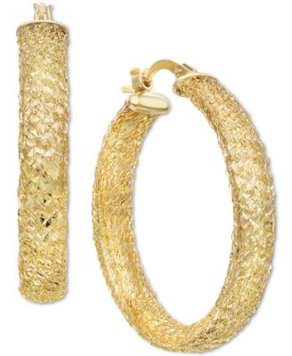 Macy's Textured Weave Hoop Earring Collection In 10k Gold
