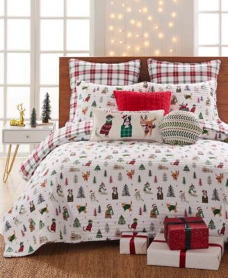 Meowy Christmas Plaid 2-Pc. Sham Set, European