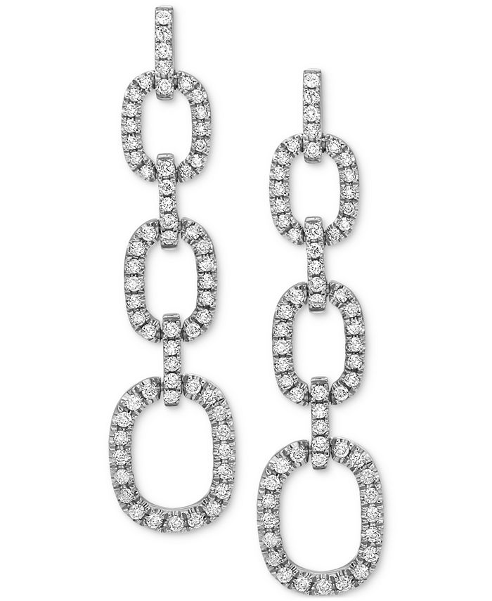 Macy's Diamond Pavé Chain Link Drop Earrings (5/8 ct. t.w.) in 14k