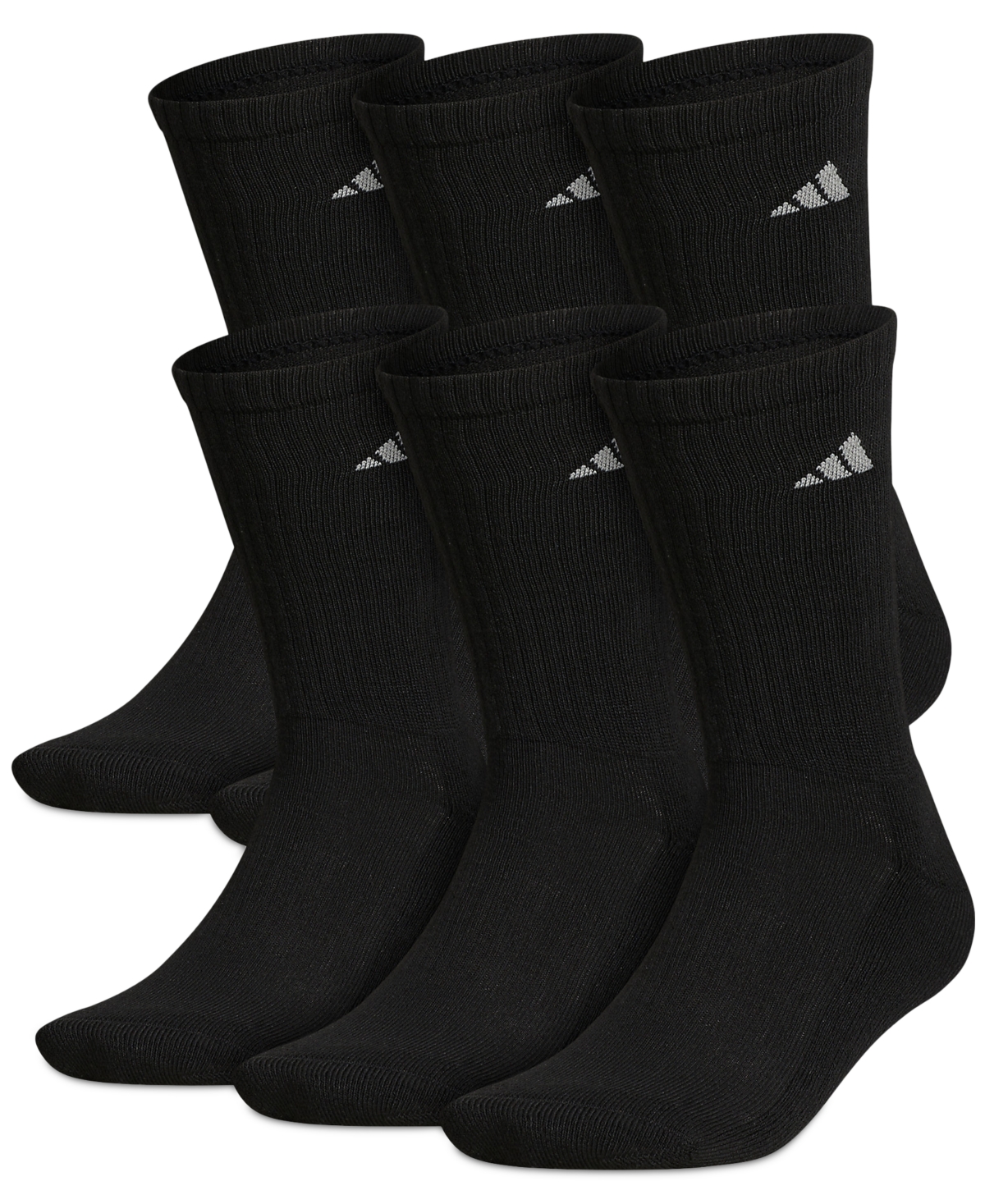 Men's Cushioned Athletic 6-Pack Crew Socks - Black