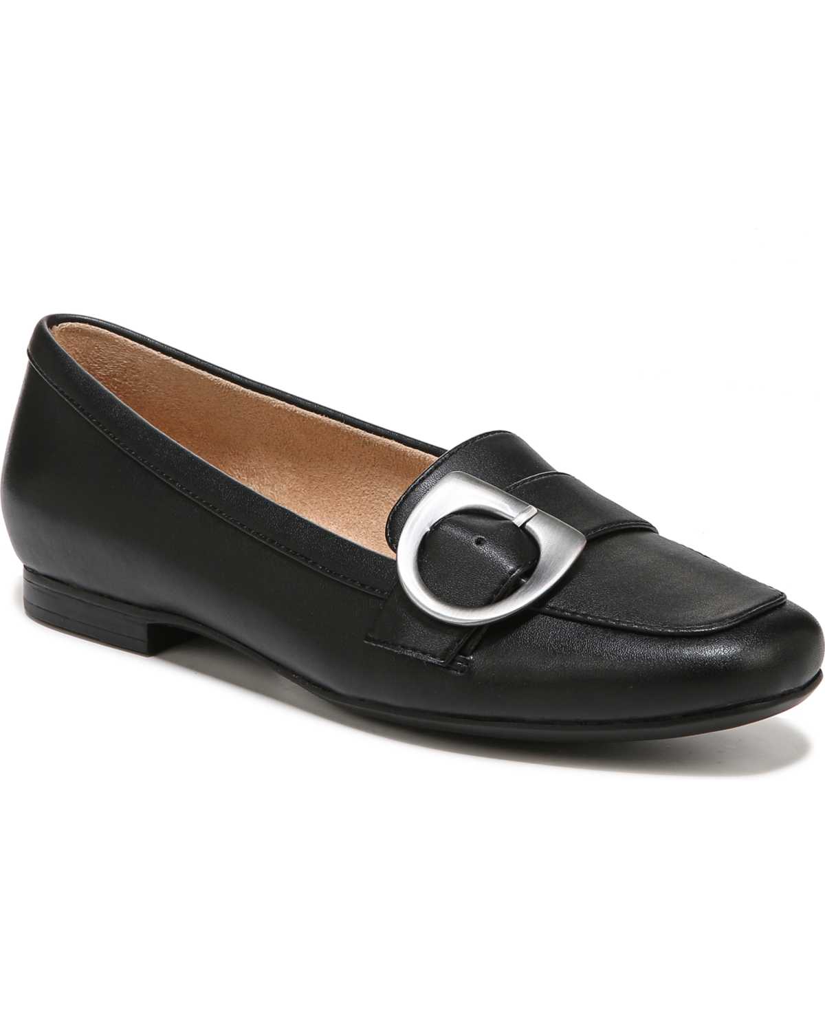 Naturalizer Kayden-moc Loafers In Black Smooth Faux Leather