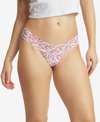 Low-Rise Printed Lace Thong