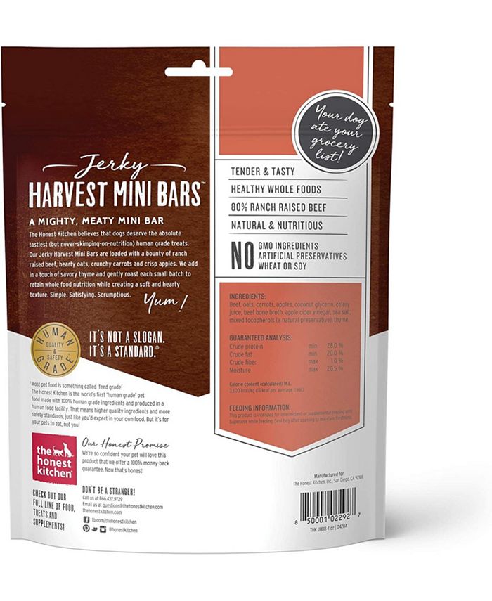 The Honest Kitchen Dog Treat jerky Mini Bar Beef Case of 64 OZ