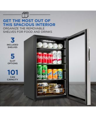 101 Can Small Refrigerator & Beverage Cooler, Stainless Steel