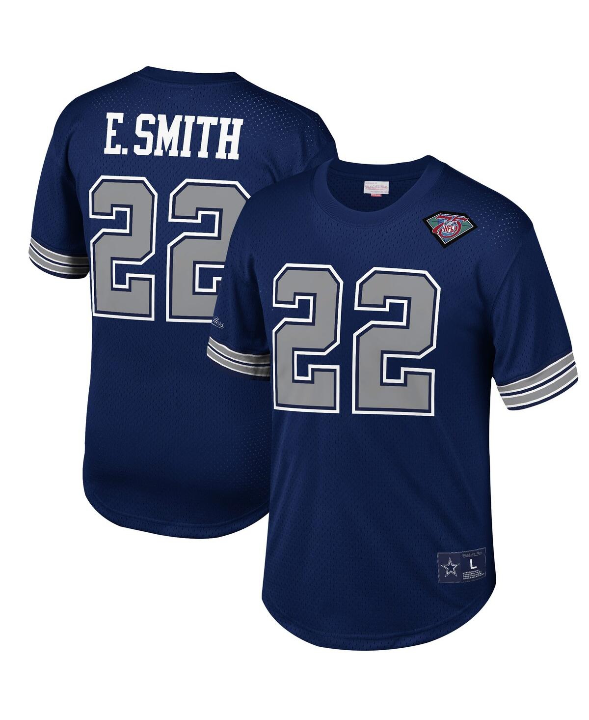 Men's Mitchell & Ness Emmitt SmithDallas Cowboys Retired Player Name and Number Mesh Top - Navy