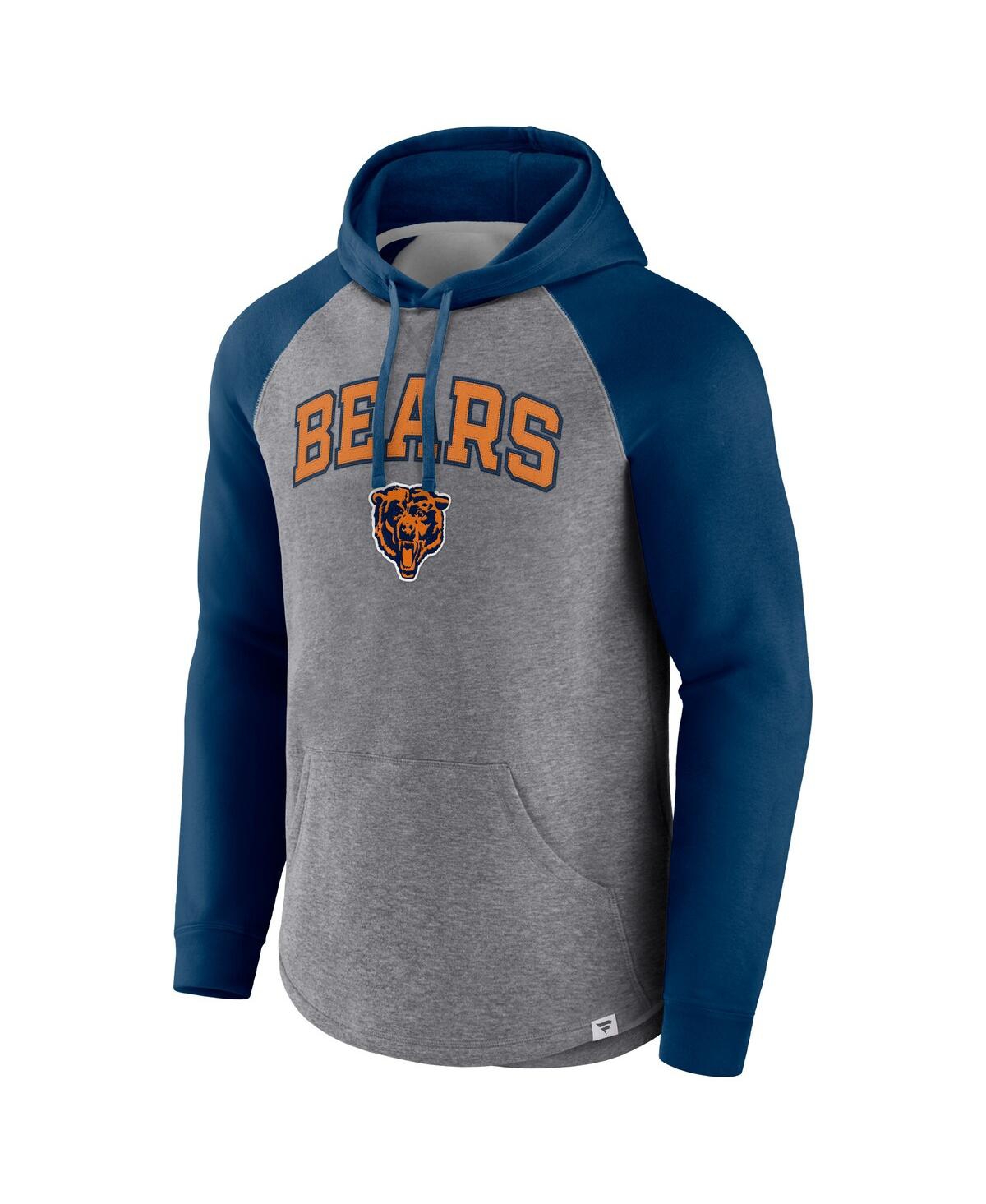 Fanatics Branded Heathered Gray/navy Chicago Bears By Design Raglan Pullover Hoodie In Heathered Gray,navy
