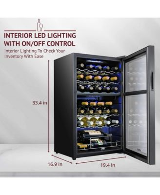 Schmecke Wine Fridge, 33 Bottle Wine Cooler, freestanding