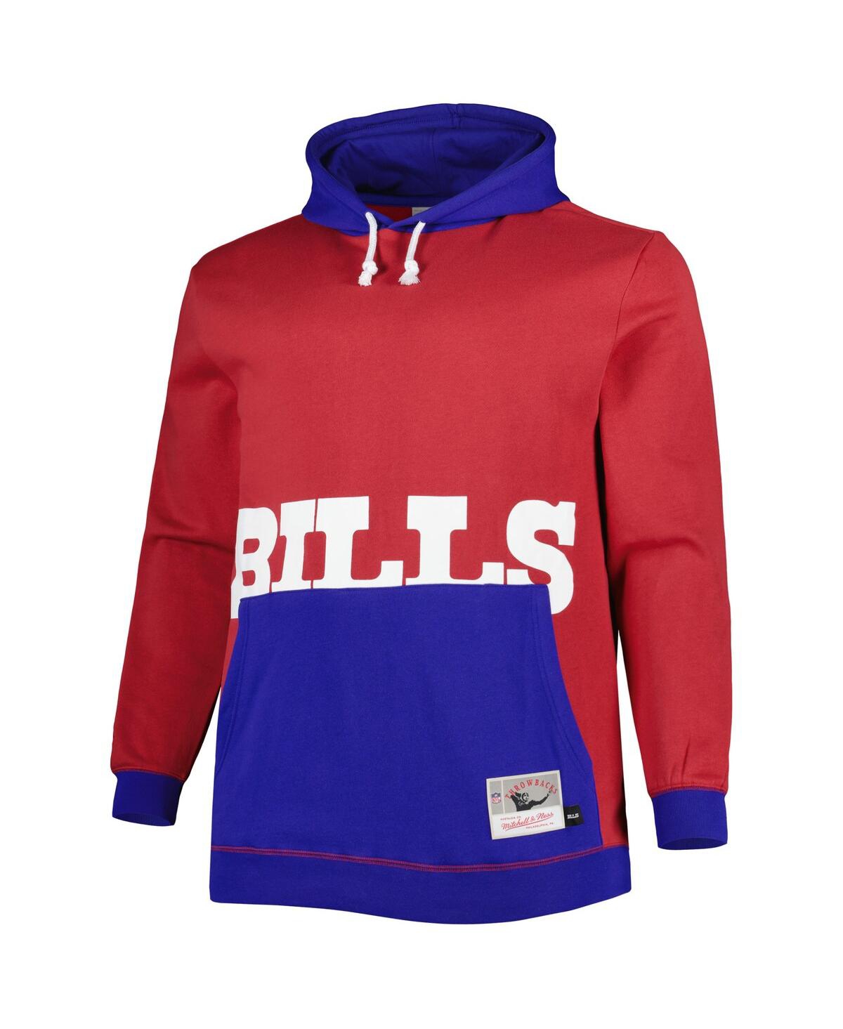 Mitchell & Ness Men's  Red And Royal Buffalo Bills Big And Tall Big Face Pullover Hoodie In Red,royal