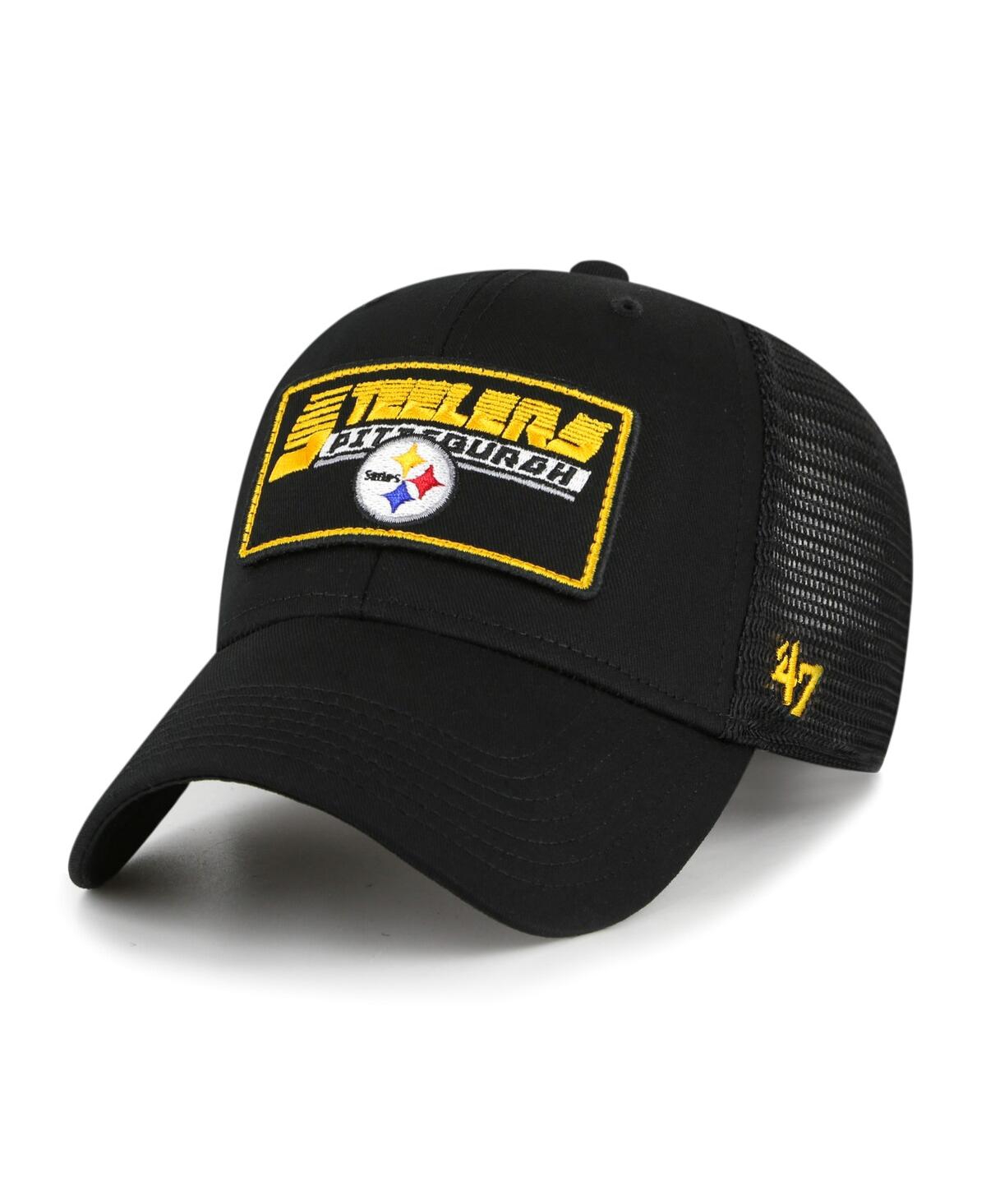 47 Brand Kids' Big Boys ' Black Pittsburgh Steelers Levee Mvp Trucker Adjustable Hat