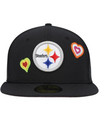 Men's Black Pittsburgh Steelers Chain Stitch Heart 59FIFTY Fitted Hat