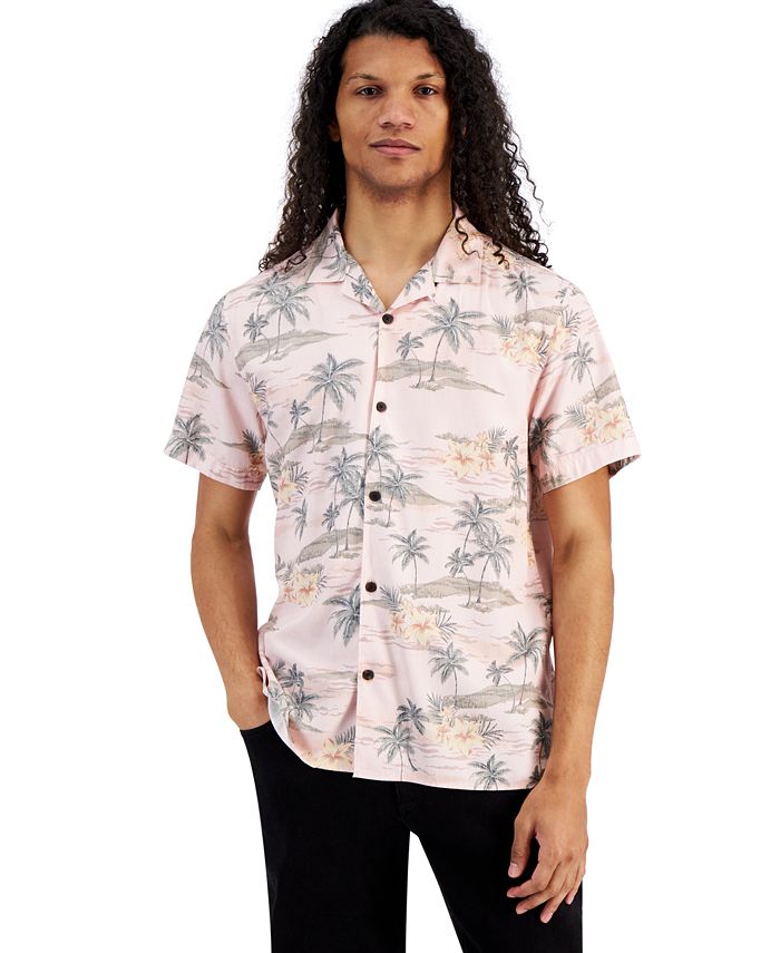 Sun + Stone Men's Scotty RegularFit TropicalPrint ButtonDown Camp Shirt, Created for Macy's