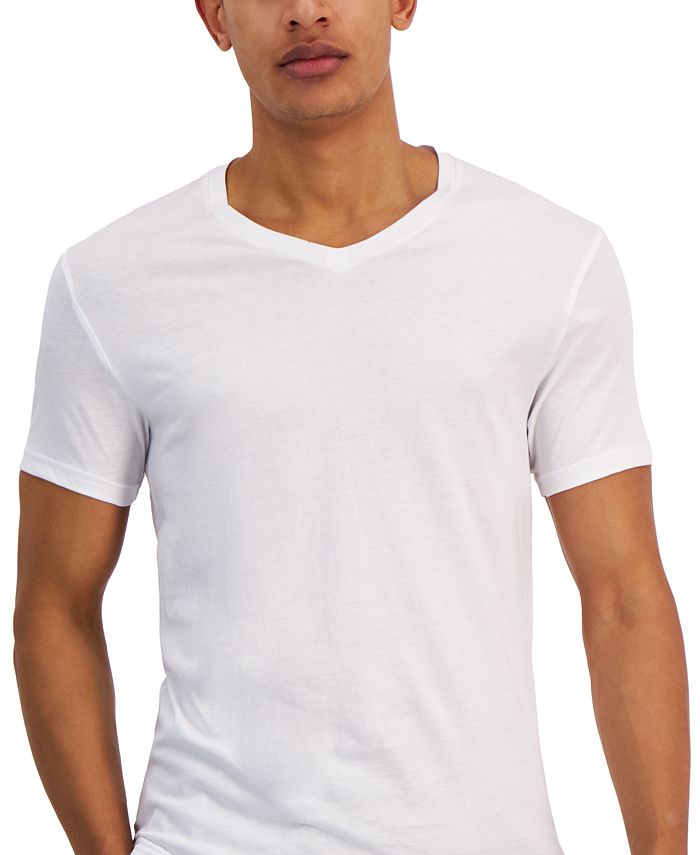 Alfani Men's Regular-Fit V-Neck Solid Undershirts, Pack of 4, Created ...