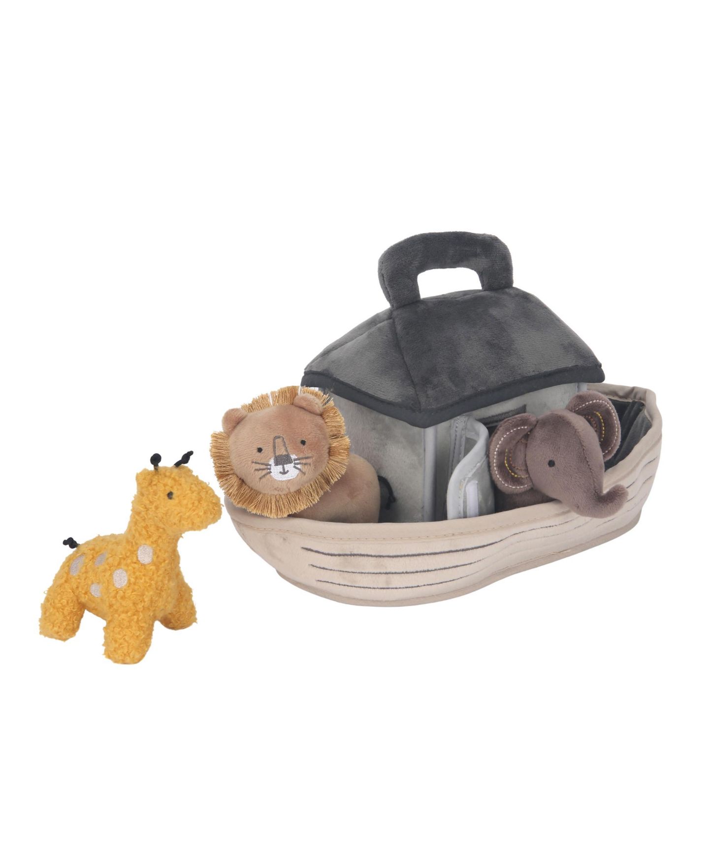 Детская мягкая игрушка Lambs & Ivy Baby Noah Interactive Plush Boat/Ark with Stuffed Animal Toys, цвет: Серо-коричневый — фото 3