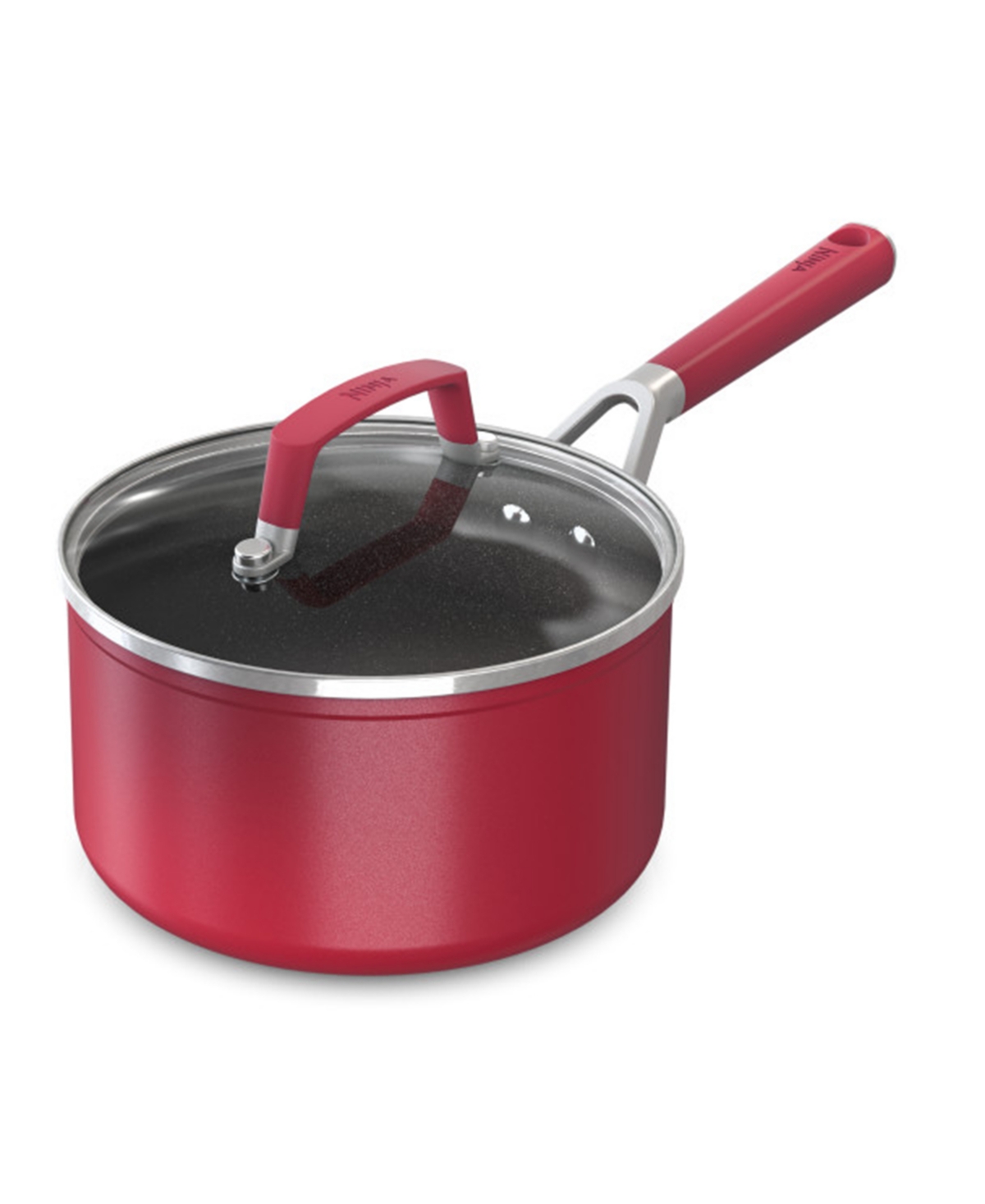 Sharkninja Stainless-steel 2.5-quart C20225 Foodi Neverstick Vivid Saucepan With Glass Lid In Red