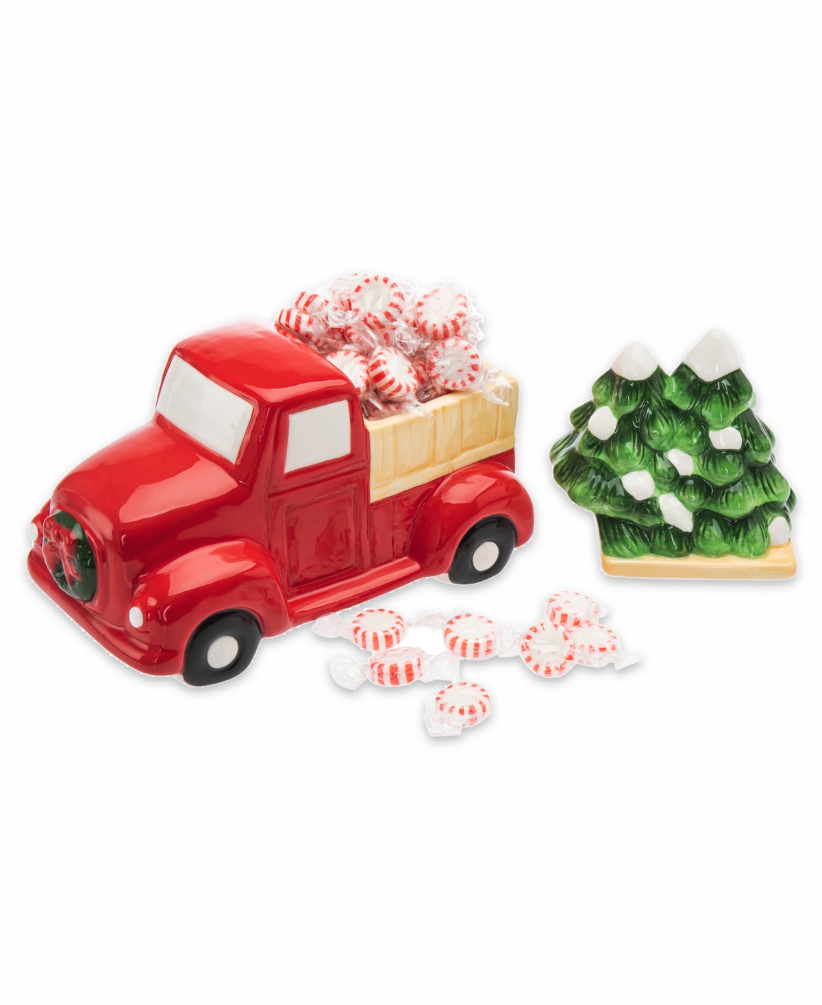 Godinger Truck Candy Dish With Removable Tree Display Set, 2 Piece In Red