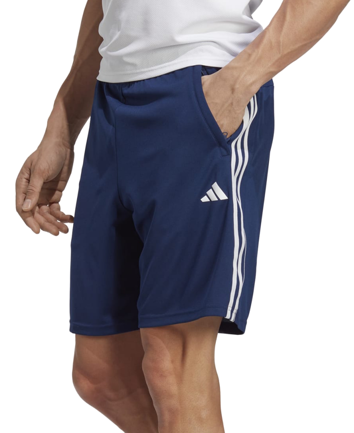 Shop Adidas Originals Men's Train Essentials Classic-fit Aeroready 3-stripes 10" Training Shorts In Dark Blue,wht