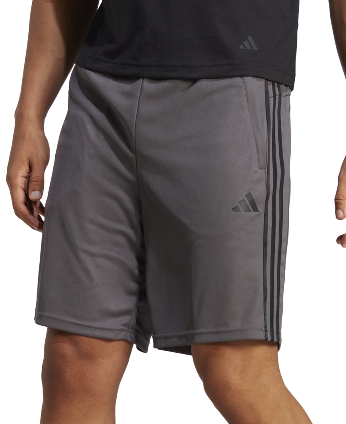 Shop Adidas Originals Men's Train Essentials Classic-fit Aeroready 3-stripes 10" Training Shorts In Grey,blk