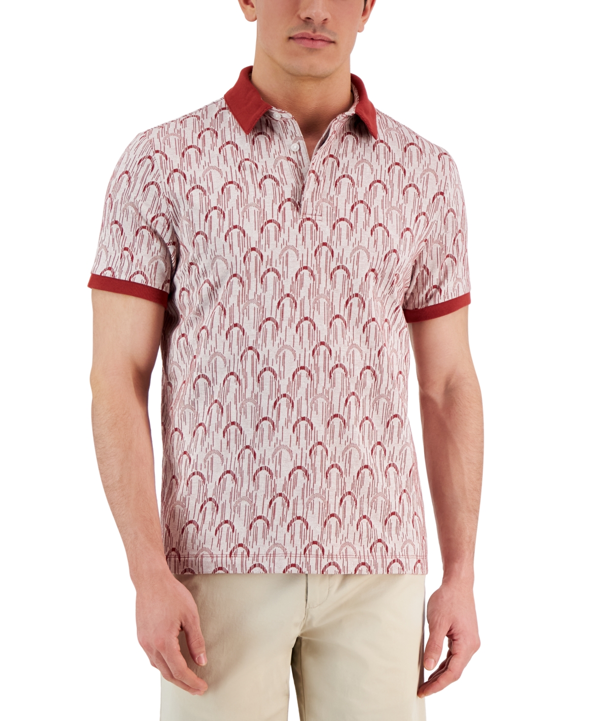 ALFANI MEN'S JACQUARD POLO SHIRT, CREATED FOR MACY'S 