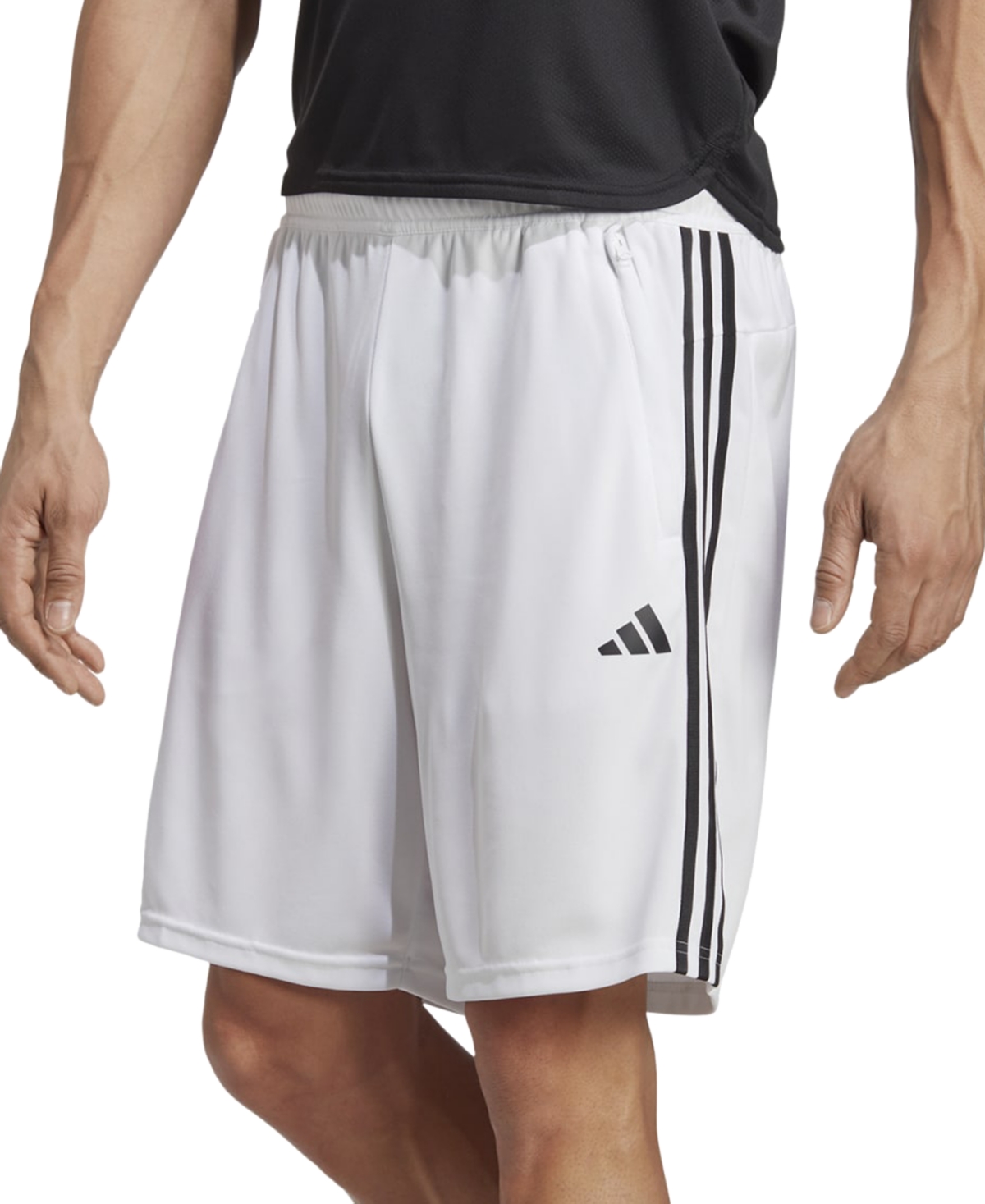 Shop Adidas Originals Men's Train Essentials Classic-fit Aeroready 3-stripes 10" Training Shorts In White,blk