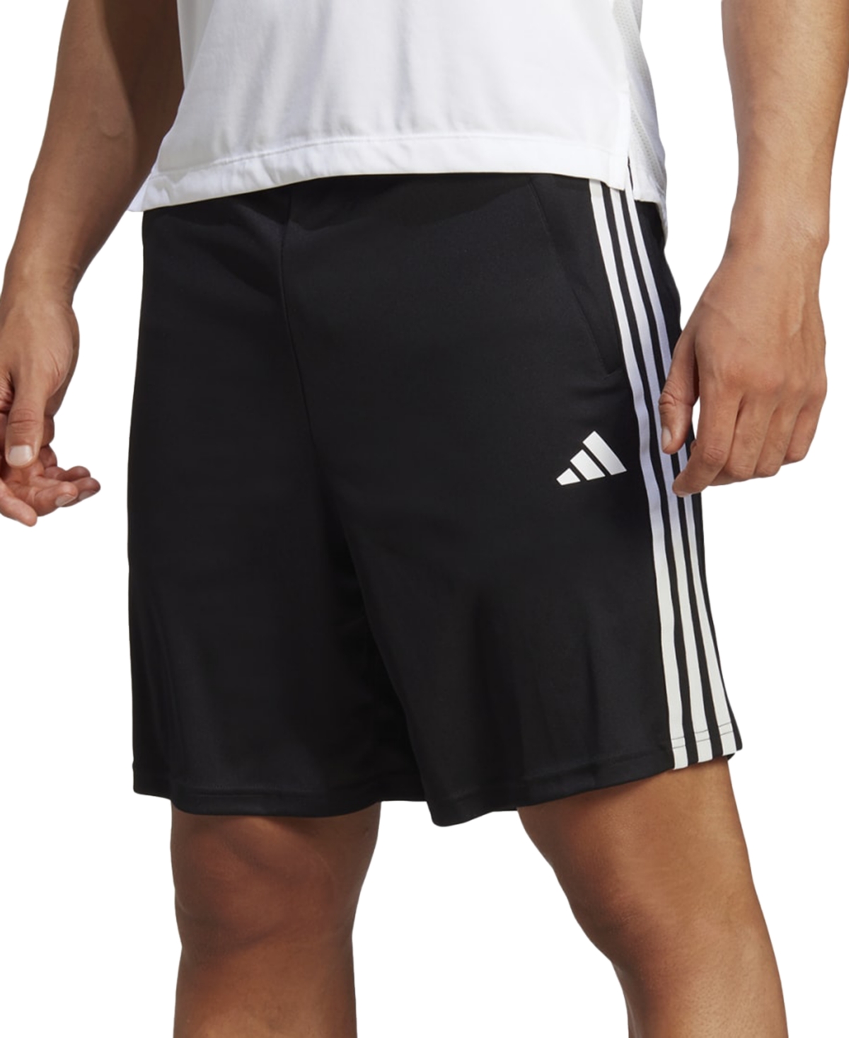 Shop Adidas Originals Men's Train Essentials Classic-fit Aeroready 3-stripes 10" Training Shorts In Black,wht
