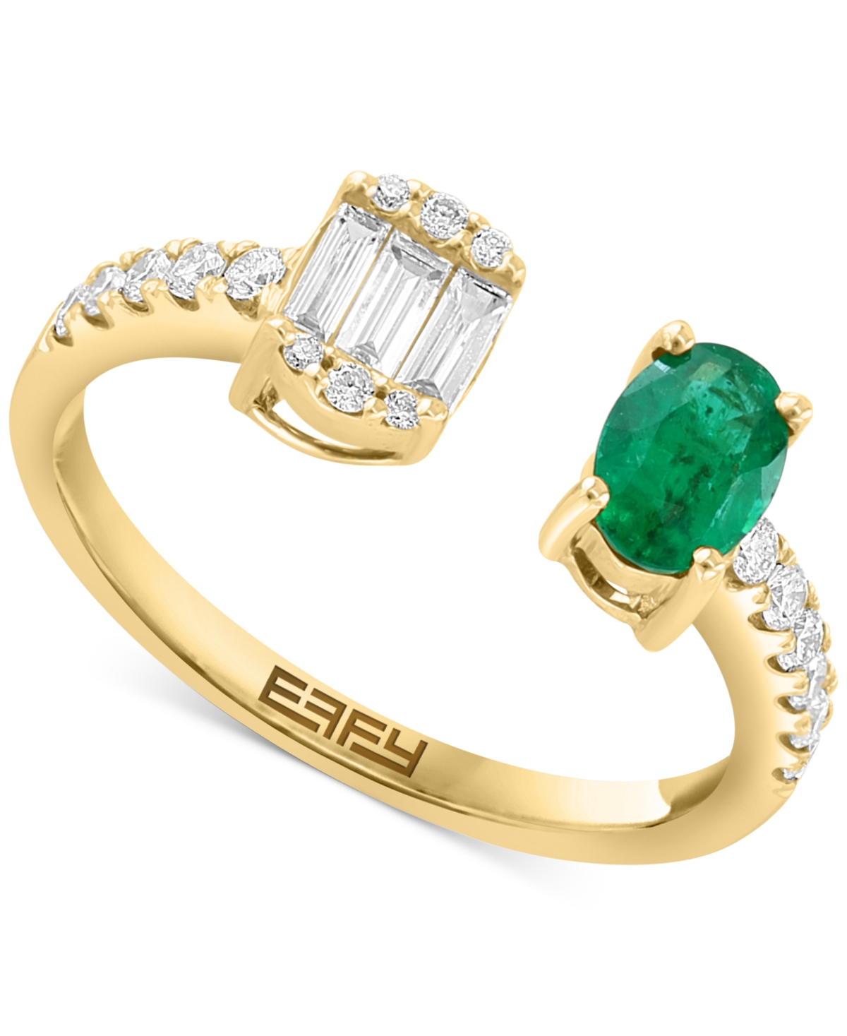 Effy Collection Effy Emerald (3/8 Ct. T.w.) & Diamond (1/3 Ct. T.w.) Cuff Ring In 14k Gold