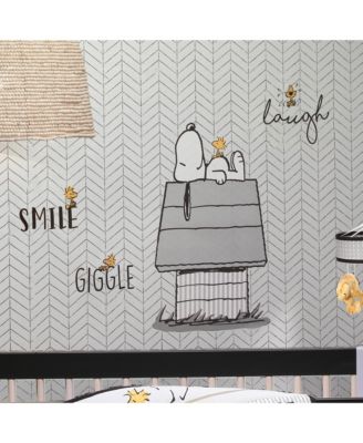 Classic Snoopy with Woodstock & Dog House Black/Gray Wall Decals