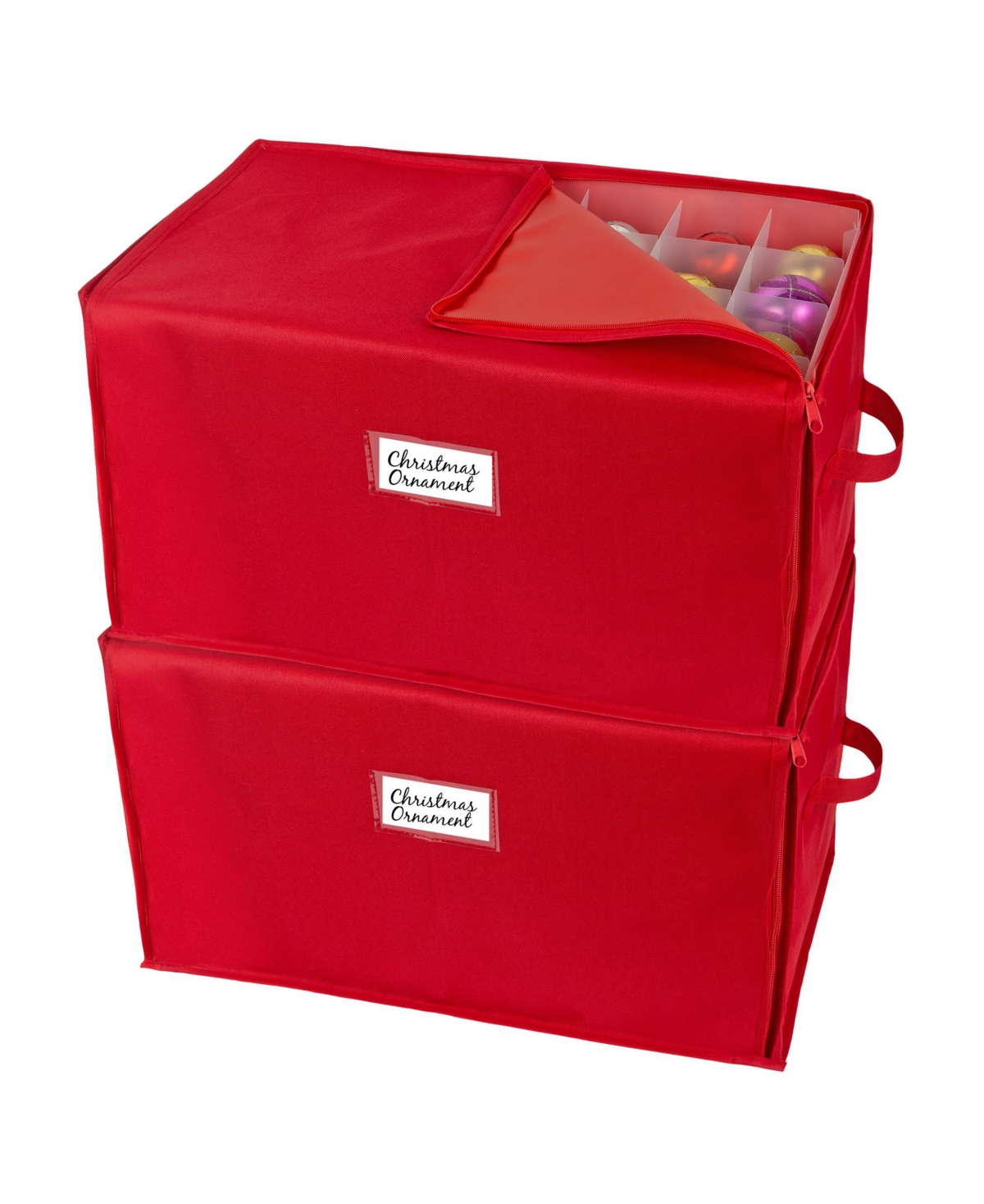 Shop Simplify 112 Count Stackable Christmas Ornament Storage Box In Red