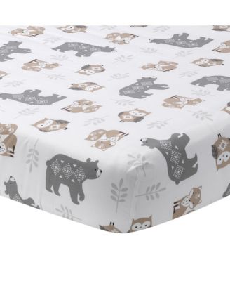 Lambs & Ivy Woodland Forest White/Gray Animal 100% Cotton Baby Fitted ...