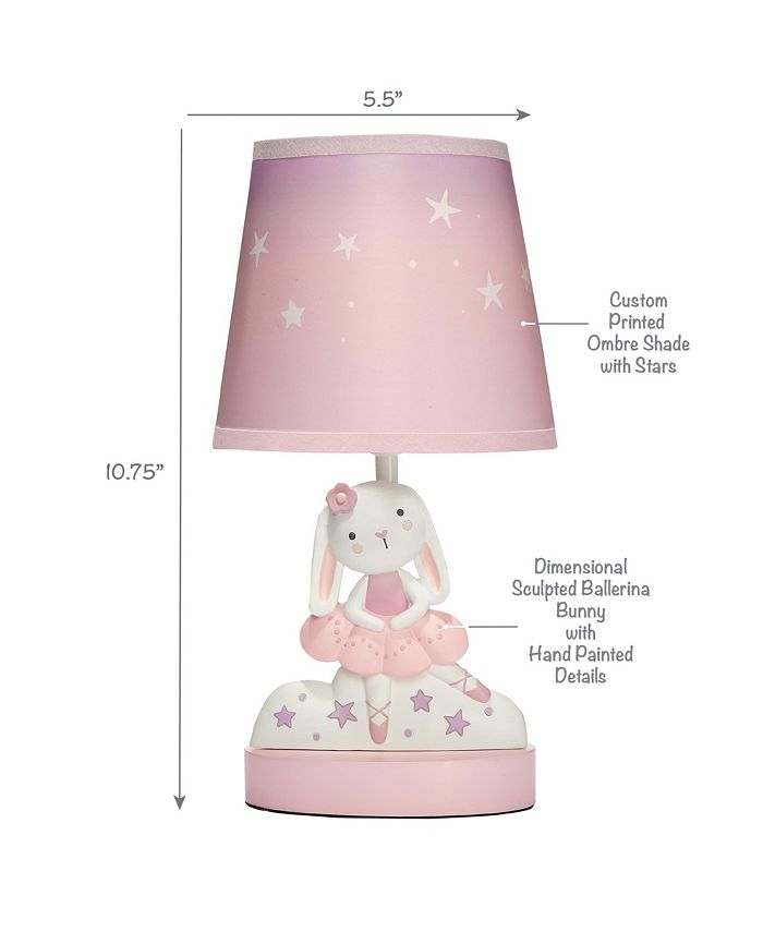 Bedtime Originals Tiny Dancer Bunny & Stars Pink Nursery Lamp with