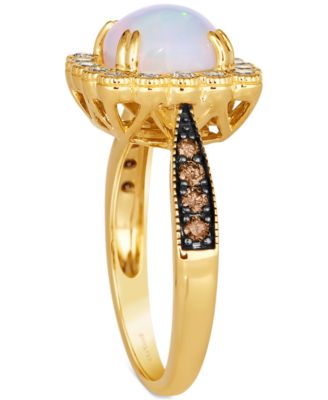 Neopolitan Opal (1-1/4 ct. t.w.) & Diamond (1/2 ct. t.w.) Halo Ring in 14k Gold