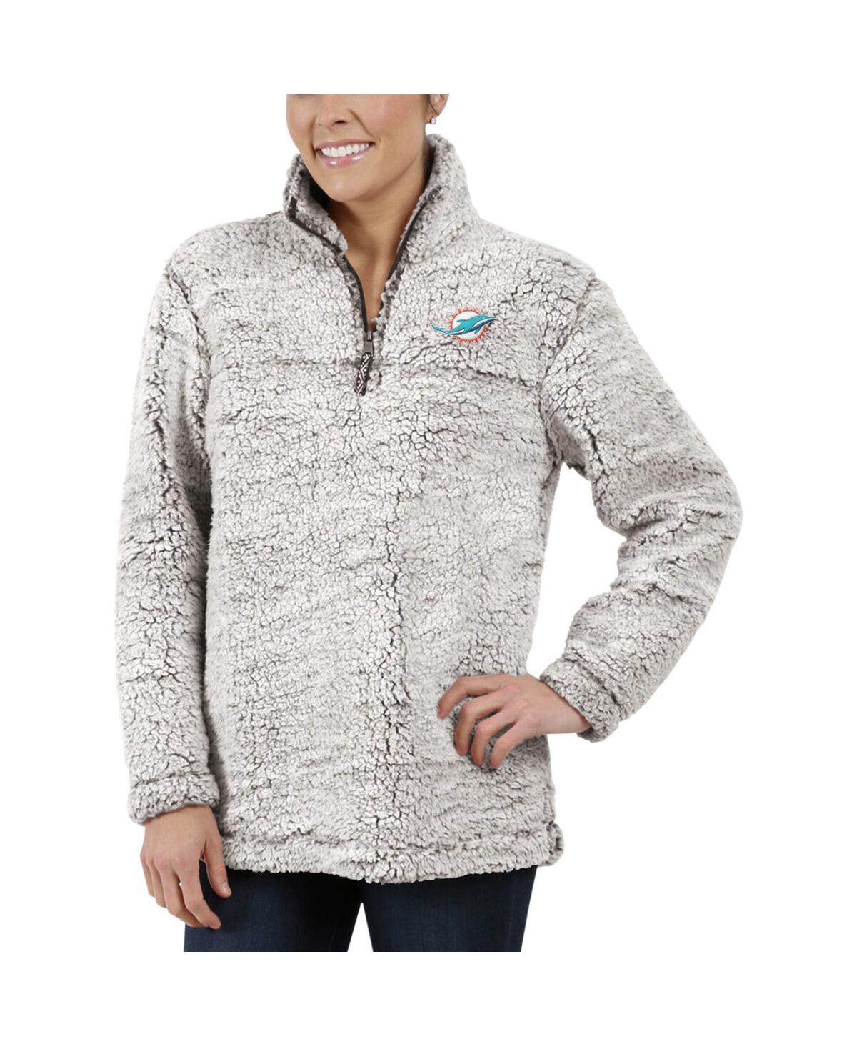 Women's G-iii 4Her by Carl BanksMiami Dolphins Sherpa Quarter-Zip Pullover Jacket - Gray