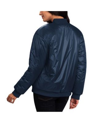 Women's Oatmeal, Navy Dallas Cowboys Switchback Reversible Full-Zip Jacket