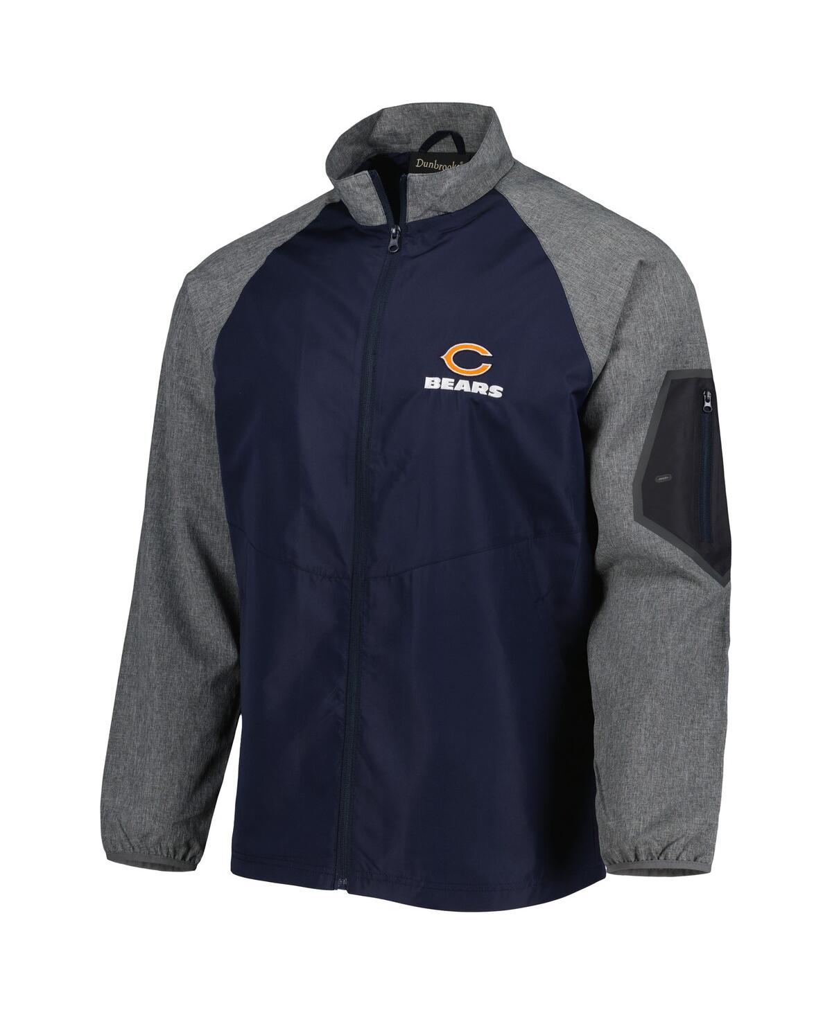 DUNBROOKE MEN'S DUNBROOKE NAVY CHICAGO BEARS HURRICANE RAGLAN FULL-ZIP WINDBREAKER JACKET 