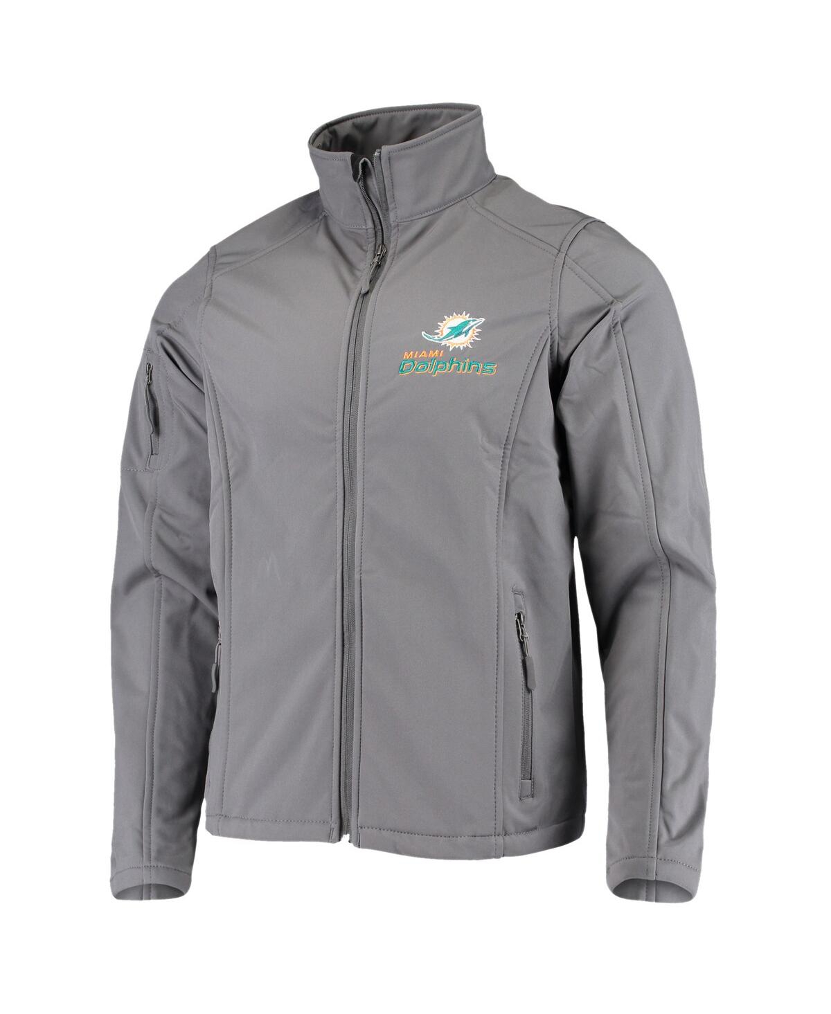 DUNBROOKE MEN'S DUNBROOKE CHARCOAL MIAMI DOLPHINS SONOMA SOFTSHELL FULL-ZIP JACKET 