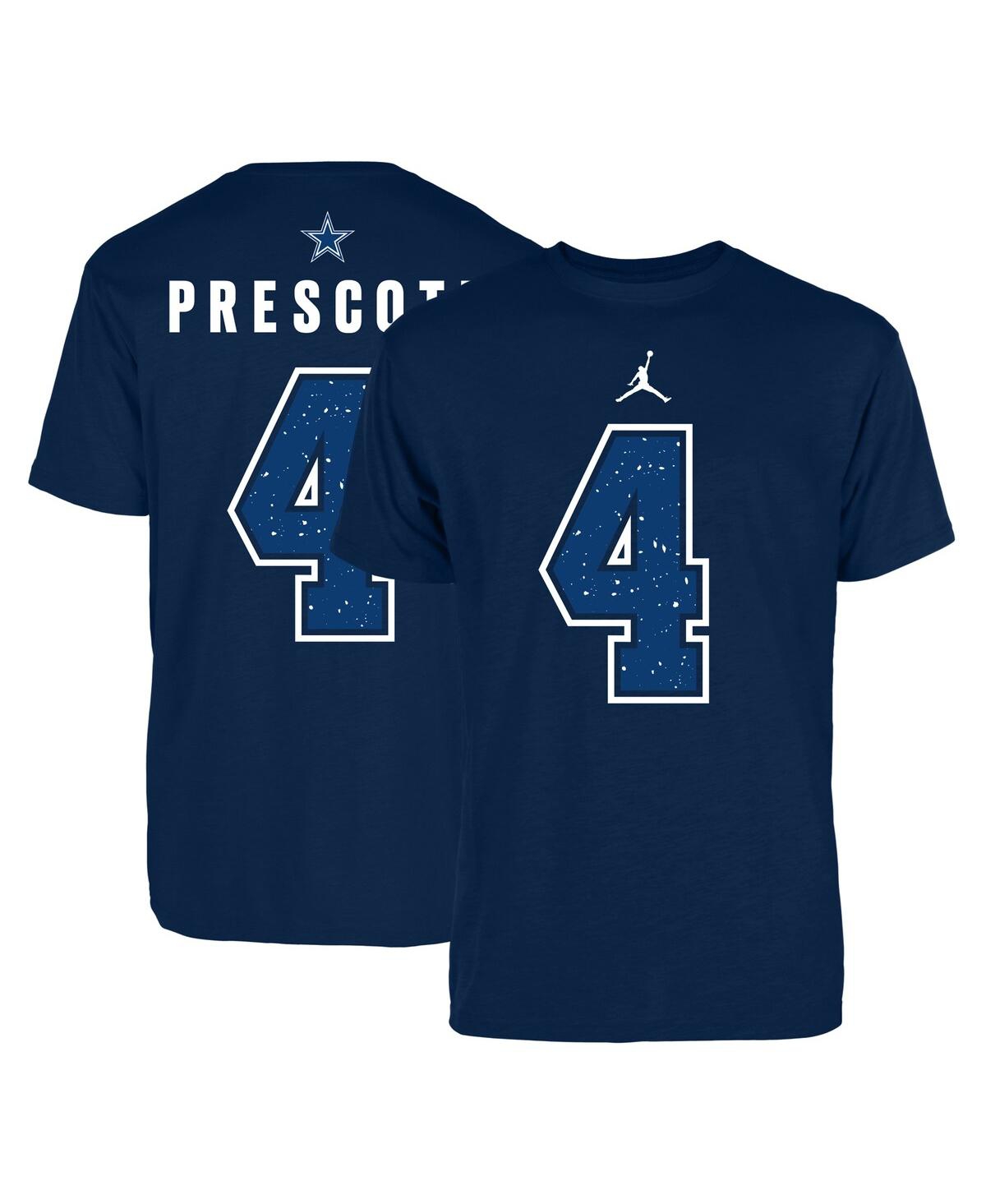 Shop Jordan Men's  Dak Prescott Navy Dallas Cowboys Name And Number T-shirt