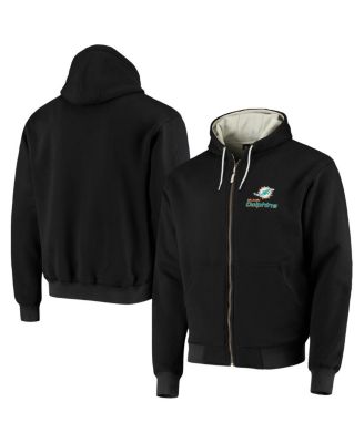 Men's Black Miami Dolphins Craftsman Thermal-Lined Full-Zip Hoodie