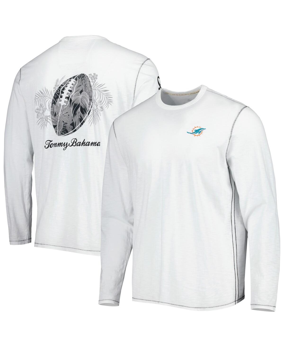 TOMMY BAHAMA MEN'S TOMMY BAHAMA WHITE MIAMI DOLPHINS LACES OUT BILLBOARD LONG SLEEVE T-SHIRT