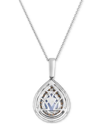 Sea Blue Aquamarine&reg; (1 ct. t.w.) & Diamond (5/8 ct. t.w.) Teardrop Halo Pendant Necklace in 14k White Gold, 18" + 2" extender 
