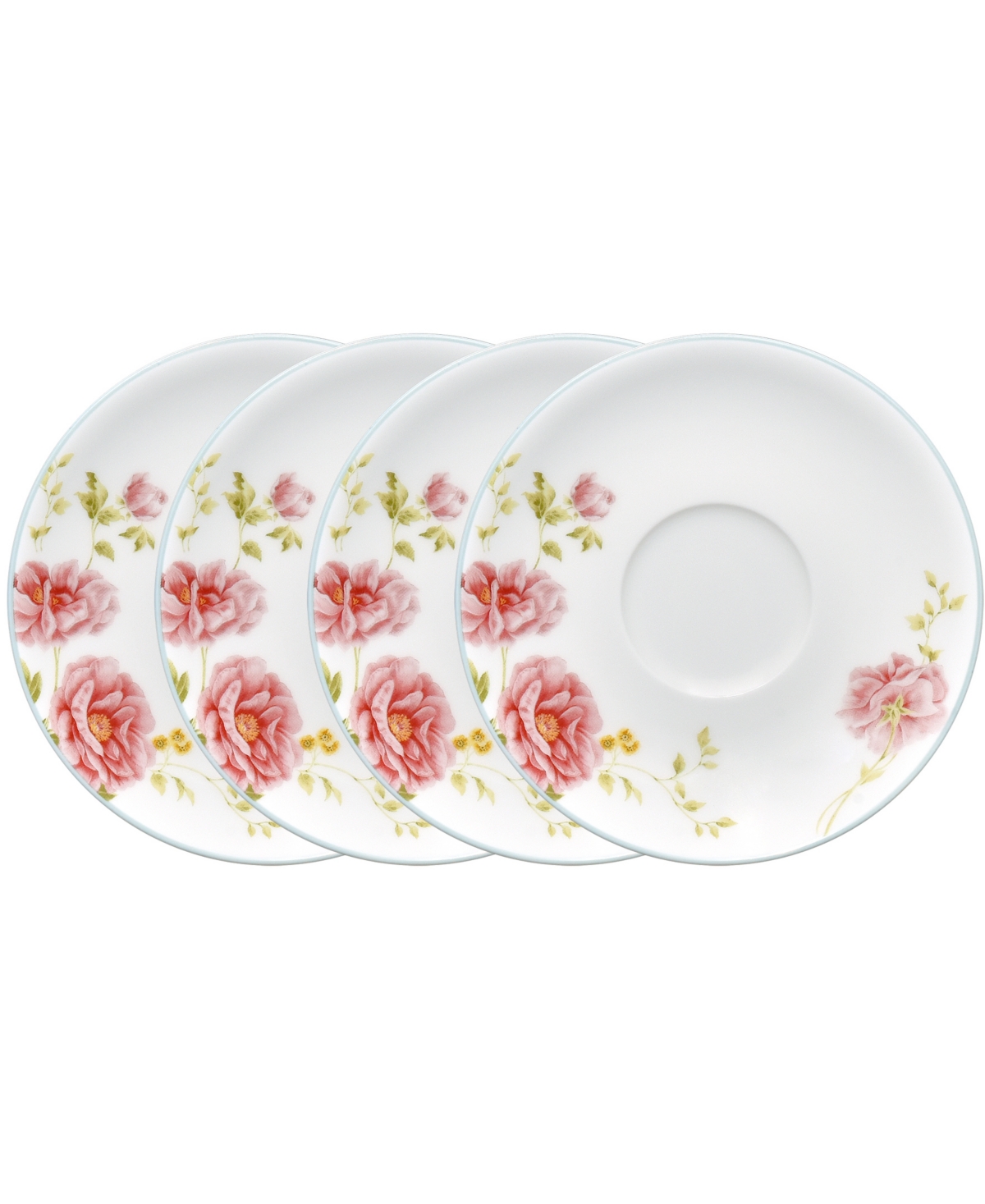 Peony Pageant Set Of 4 Saucers 6" - Pink